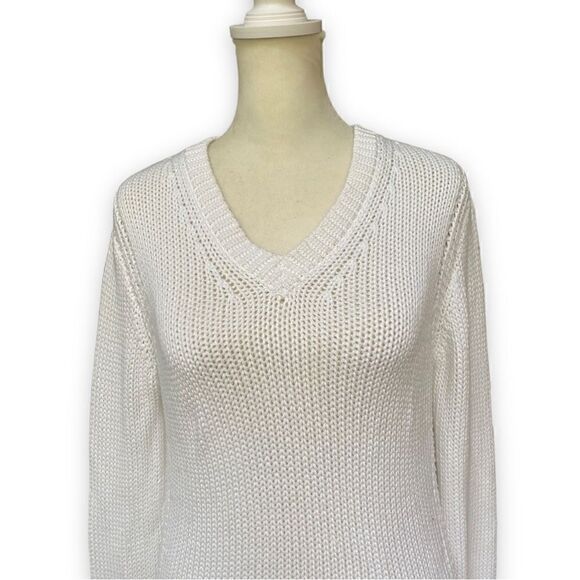 J Crew White Knit Crew Neck Loose Knit Sweater - Picture 2 of 9